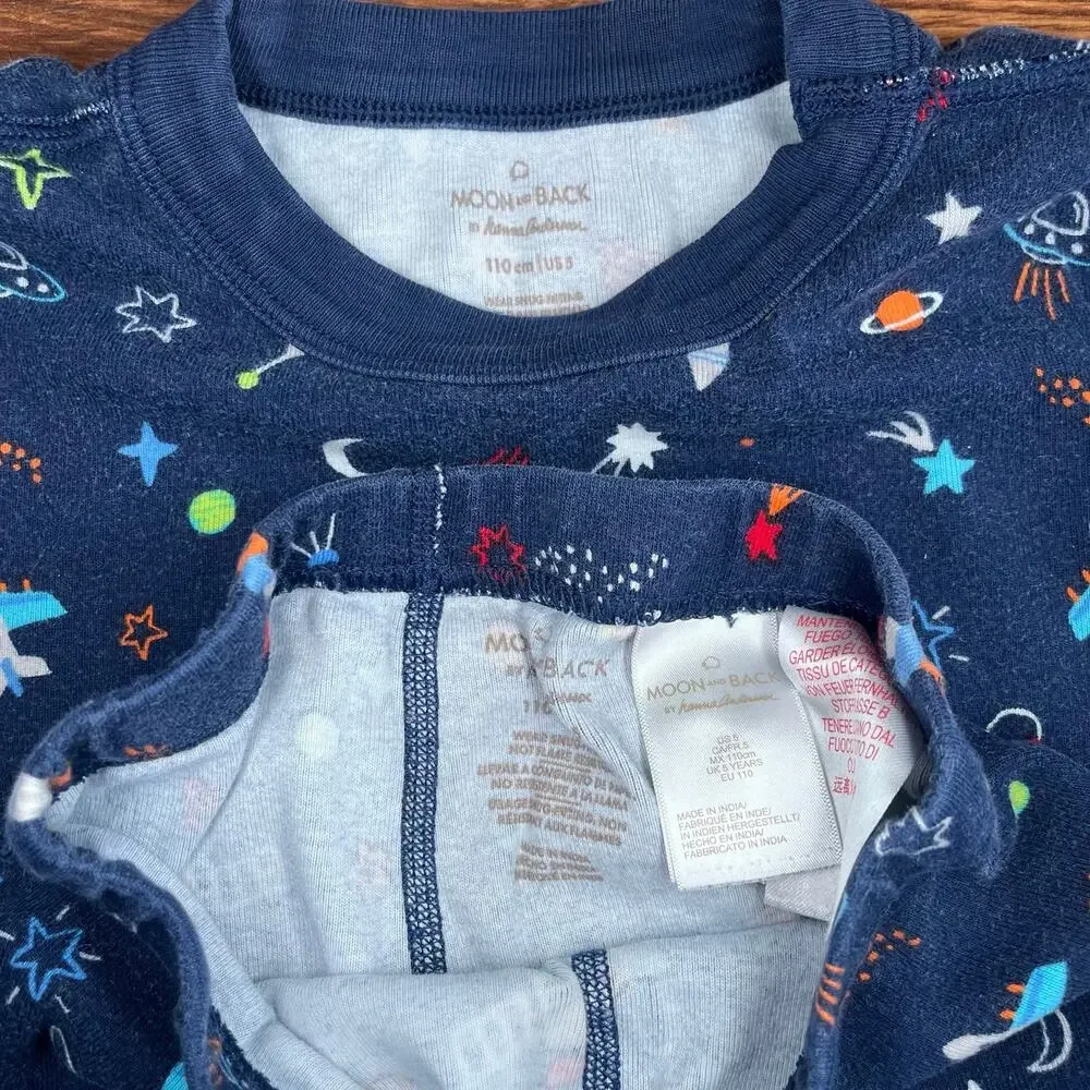 Hanna Andersson Moon & Back Space Rocket Pajama Set Organic Cotton 5T